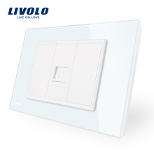 Panel de vidrio templado Livolo Pared moderna pared Internet Socket VL-C91C-11/12